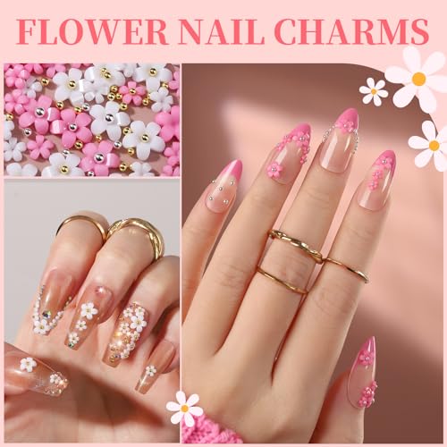 FANDAMEI Nail Charms and Gems, Charms for Nails Design, Nail Art Charms, Nail Design Kit, Rhinestones for Nails, Nail Gems, Bow Charms for Nails, 3D Flowers for Nails, Pearls for Nails