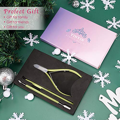 YINYIN Professional Cuticle Trimmer with Pusher and Cutter,Green - color: Green