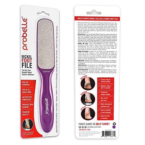 Probelle Double Sided Nickel Foot File Callus Remover, Purple - color: Purple