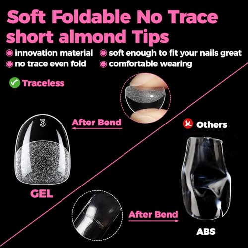 UNA GELLA Extra Short Oval Round Nail Tips 312pcs Short Oval Gel Nail Tips