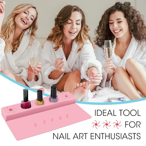Nail Polish Holder, 2 in 1 Silicone Hand Rest Mat Set - Pink - color: Pink