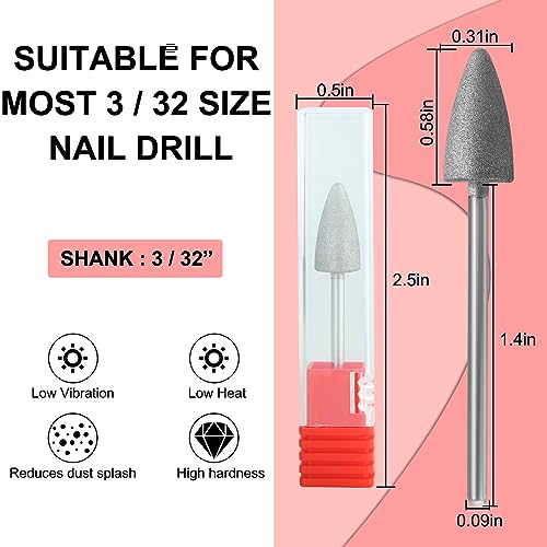 Nail Drill Bits,3/32 Inch Diamond Acrylic Nail Drill Bits with Case,Quartz Pointed Carbide Nail Bits for Nails,Cuticle Remover Bits, Professional Manicure Tools (Fine) - color: Fine 0.31x0.58