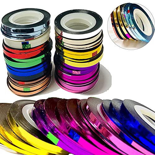 Metallic 36 pcs Nail Art Striping Tape Lines Nail Tape Kit - color: Silver