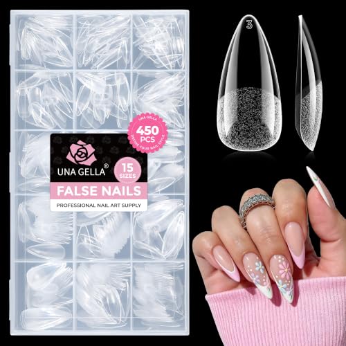UNA GELLA Medium Stiletto Nail Tips 450PCS Fake Acrylic Gel Nail Tips