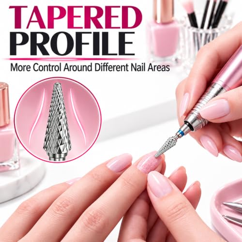 Carbide Nail Drill Bits - Medium (M) Cross-Cut Tapered Cuticle Bit