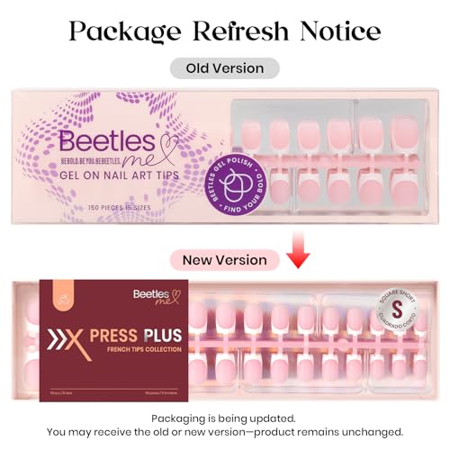 Beetles French Tip Press On Nails - Brown Short Square 150 Pcs - color: 4 - Brown French - S - 01