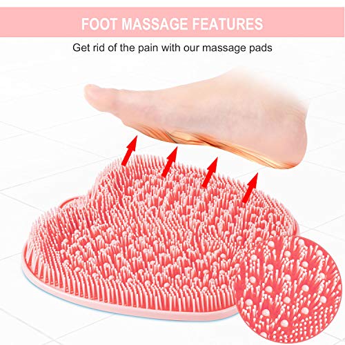 BESKAR XL Larger Shower Foot Scrubber Mat with Non-Slip Suction Cups - color: Pink