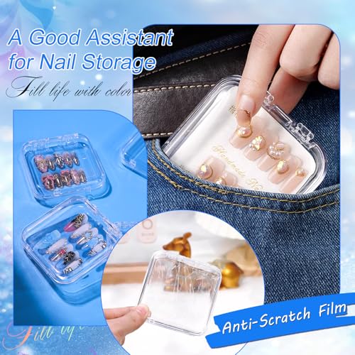 64 Pcs Acrylic Press On Nail Storage Box with Adhesive Double Sided Tape - size: 64 Pcs