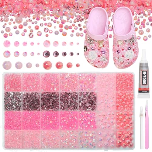14000Pcs Pink Flatback Rhinestones and Pearls for Bedazzling Kit - color: S1