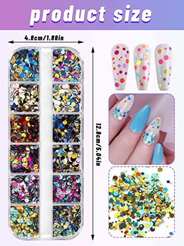36 Color Nail Sequins Kalolary Nail Art Flake Nail Glitter - color: Round