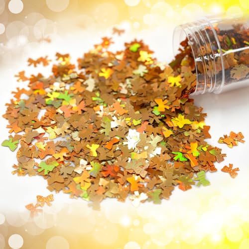 Laza 2.5g Chunky Glitter Bowknot Shaped Confetti Nail Sequins - color: Metallic Gold