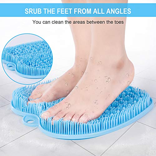 BESKAR XL Larger Shower Foot Scrubber Mat with Non-Slip Suction Cups - color: Blue