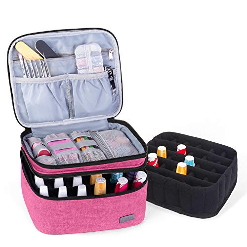 LUXJA Nail Polish Storage Case Holds 20 Bottles, Pink - color: Pink