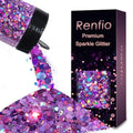 Renfio Holographic Glitter,Purple Chunky for Snowglobe Tumbler 9.7oz/275g - color: Laser Light Purple