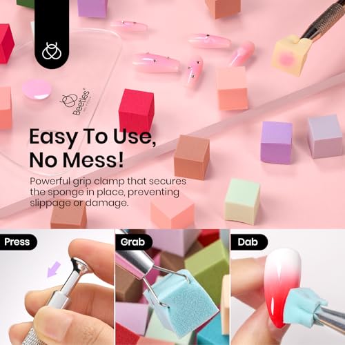Beetles Gel Polish Soft Nail Sponges for Ombre, 88Pcs Large Size - color: B-Multicolor-88
