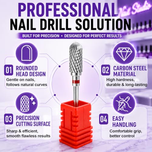 3/32" Carbide Nail Drill Bits, Fine - F, Smooth Round Top