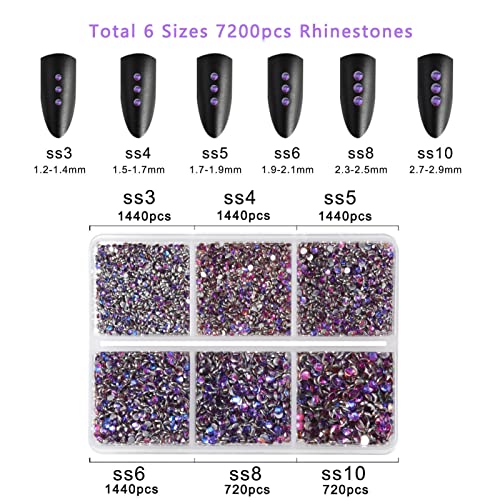 Beadsland Flatback Rhinestones, Purple Velvet, 7200pcs Mixed 6 Sizes - color: Purple Velvet