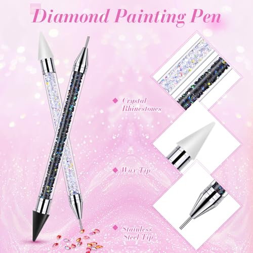 Tatuo 2 Pcs Rhinestone Picker Tool Kit with 2 Wax Head, Black, White - color: Black, White