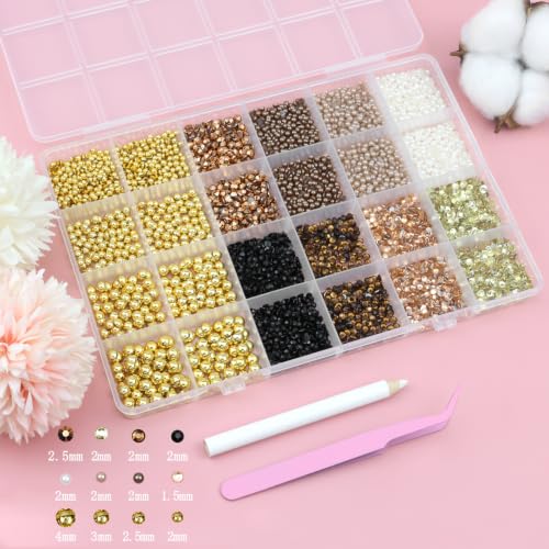 Brown Bedazzling Kit Flatback Rhinestones Pearls Gems for Crafts - color: 16-Brown