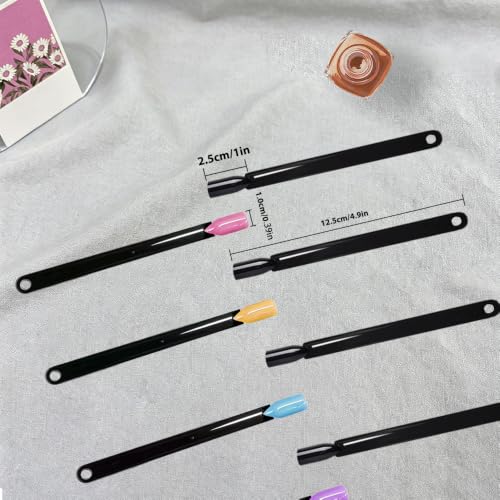 100Pcs Nail Swatch Sticks with Ring, Fan Shape Nail Art Polish Display Tips, False Nail Black Color Display Nail Practice