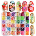 3 Boxes of Crystal Mash Clay Strip Flowers Fruit Slices Nail Art Glitter