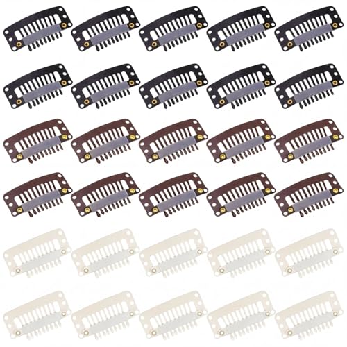 WILLBOND 30 Pcs Wig Clips Hair Extensions, 9-Teeth 32 Mm, Multiple Colors - color: Multiple Colors