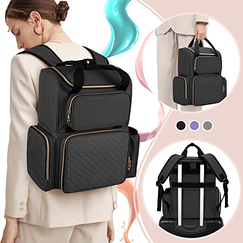 LUXJA Nail Polish Organizer Backpack Holds 70 Bottles and a UV Lamp - color: Black
