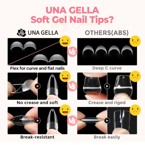 UNA GELLA Medium Stiletto Nail Tips 450PCS Fake Acrylic Gel Nail Tips