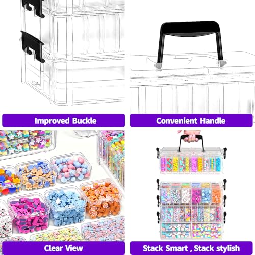 Bead Storage Organizer, 76 Small Containers and Lids, 4 Sizes - size: 4-Tier 8XL+20L+18M+30S