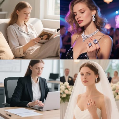 Ladies Ring-Moissanite Diamond Ring -with GRA Certificate, 925 Sterling Silver,D Color and VVS1 Clarity Grade, Plasma Cutting Craftsmanship, Suitable for Parties/Travel/Weddings/Birthd - size: 8, style: R64