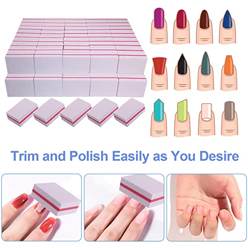 Nail Buffers (100 Pack), Mini Buffer Block Nail File for Acrylic Nails and Natural Nails, 100/180 Grit Nail Buffer Block Bulk Buffing Blocks for Nail Buff Professional Manicure File Blocks Set White - size: 100 Pcs Mini 100/180 Grit White/Coral red