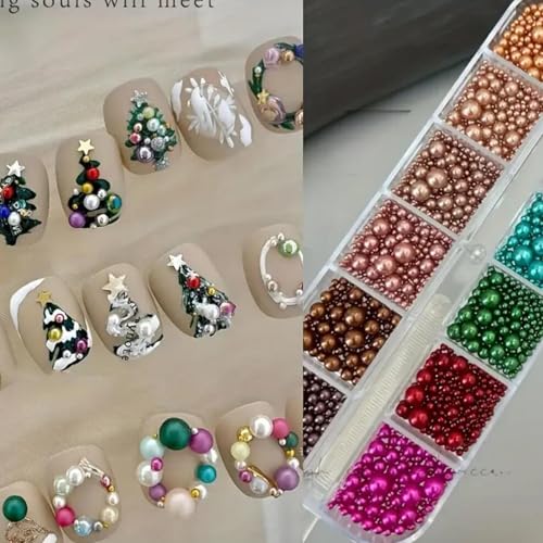 3D Beads Nail Charms Pearl Nail Art Charms Mixed Sizes Round Caviar Beads Art Nail Accessories Pearl Gem Rhinestones for Women Acrylic Nails Supplies Manicure Decorations DIY Accessories 1 Box - color: Rhinestone 07