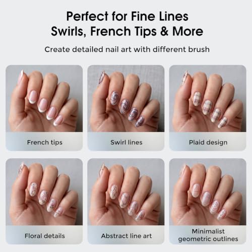 Nail Art Brushes, Liner Brushes for Nails, 6 Pcs Nail Brushes - color: Silver
