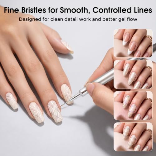 Nail Art Brushes, Liner Brushes for Nails, 6 Pcs Nail Brushes - color: Silver