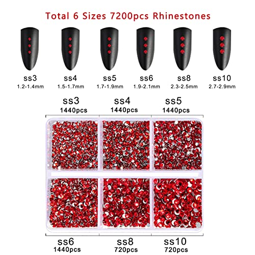 Beadsland Flatback Rhinestones, Light Siam, 7200pcs Mixed 6 Sizes - color: Light Siam
