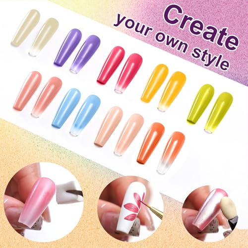 Gradient Painting Gel, 9 Bright Colors Ombre Gel Nail Polish - color: Joy Tints