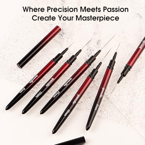Nail Art Brushes, Nail Liner Brushes, 6Pcs Fine Nail Art Brushes - color: Black