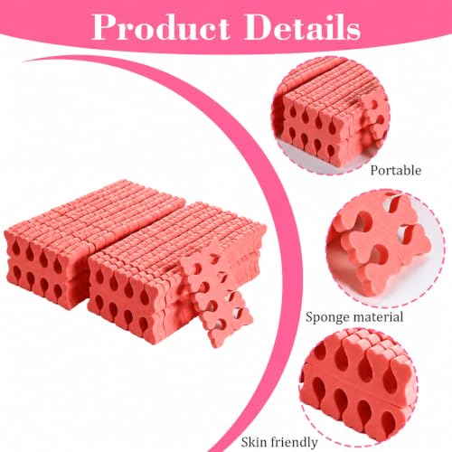 100 Pcs Sponge Toe Separators Soft Finger Separators Premium Pedicure Tool Kit Flexible Toe Divider Spacer for Polishing Pedicure Manicure Coating Nail Art Beauty Accessories (Watermelon Red) - color: Watermelon Red