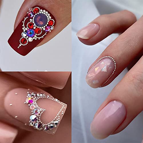 Fcozpjk 3D Metal Nail Charms Gold Silver Nail Beads Decorations - color: Beads