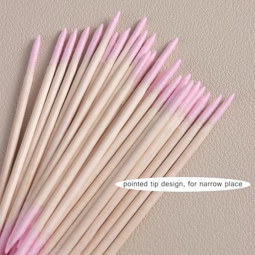 200pcs Pointed Tip Cotton Swabs with Wooden Sticks - color: Pink