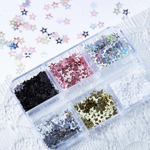 Hollow Star Nail Sequins Holographic Star‑Shaped Glitter Flakes - color: Style08