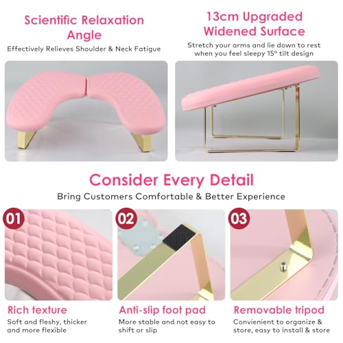 Arm Rest for Nails Tech, BORNBYME Update PU Leather Fish Pattern U-shaped Hand Nail Stand Rest for Manicure, Pink - color: Pink