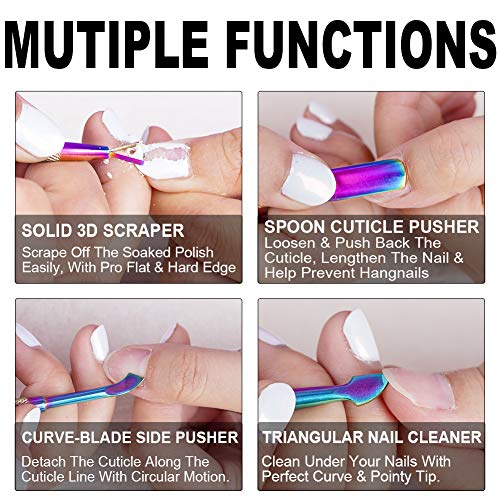 2PCS Chameleon Rainbow Cuticle Pusher Tool and Scraper Nail Pusher - color: Chameleon / Rainbow