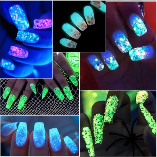 Halloween Glow in the Dark Glitter Nail Art Sequins 3D Luminous Nail Flakes