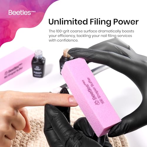 Beetles Pro Nail Buffer Sanding Block 100 Grit 4-Sided Nail - color: B-pink-050