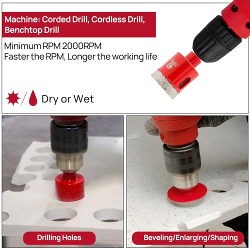 FOCSTOL Diamond Drill Bits Set 10PCS, 1/4"-2" Tile Hole Saw Kit - size: KIT8