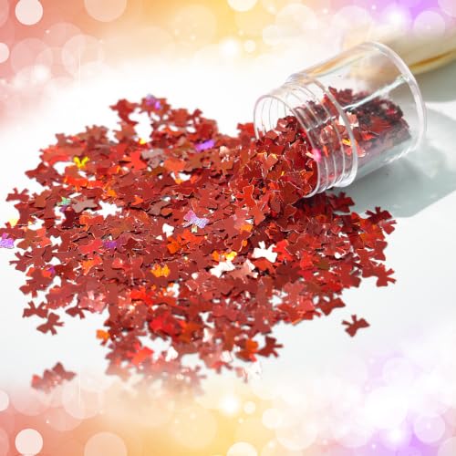 Laza 2.5g Chunky Glitter Bowknot Shaped Confetti Nail Sequins - color: Metallic Red