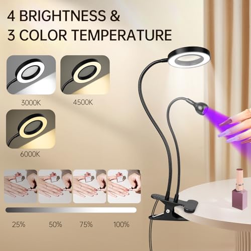 AORAEM UV LED Nail Lamp, Double-Headed Flash Cure Nail Lamp for Gel Nails - color: Soft Black
