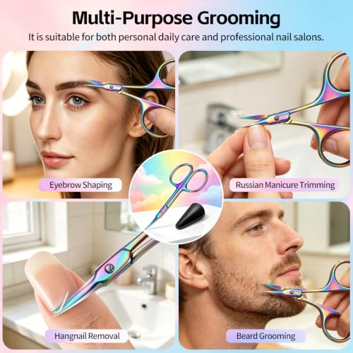 Curved Cuticle Scissors, Extra Fine Tip Nail Scissors, Professional Manicure Scissors for Cuticle Care, Hangnails, Russian Manicure, Eyebrows, Dry Skin & Nail Grooming
