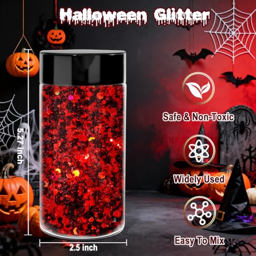 Matio Halloween Chunky Glitter,7.80z/220g Vampire Gala Red Black Glitter - color: Vampire Gala
